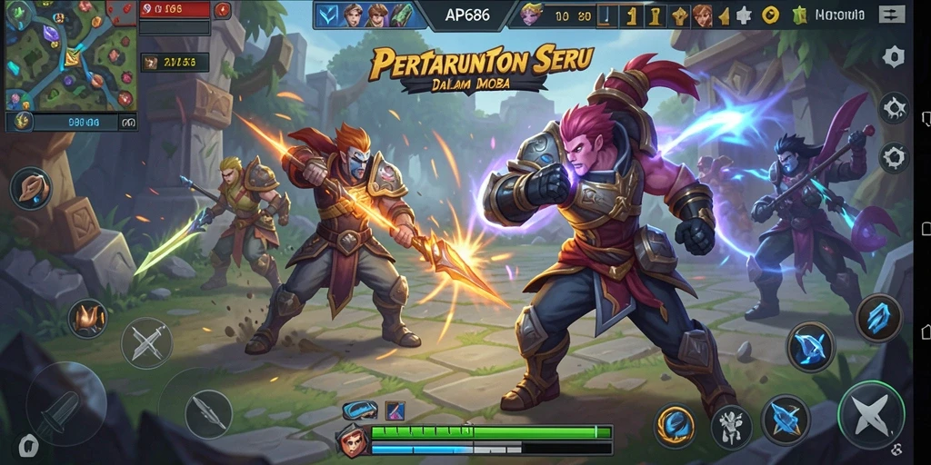 Screenshot gameplay AP686 yang menampilkan aksi seru pertarungan tim.
