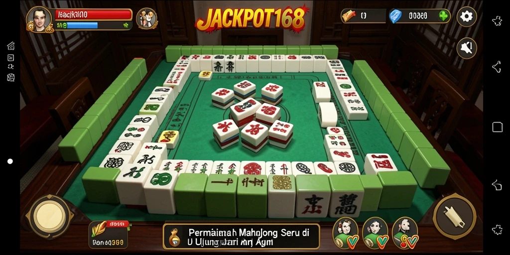 Tangkapan layar gameplay <strong>JACKPOT168</strong> menampilkan suasana permainan Mahjong yang seru.